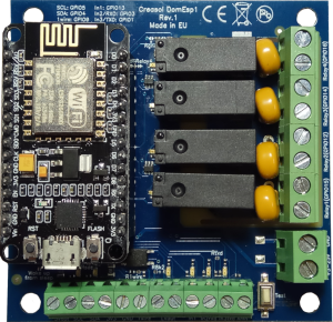 Creasol DomESP1: Input/output/supply board for ESP8266 module Creasol DomESP1: Input/output/supply board for ESP8266 module