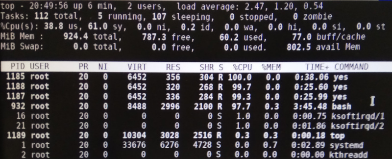 raspberry pi4 1gb fullload top